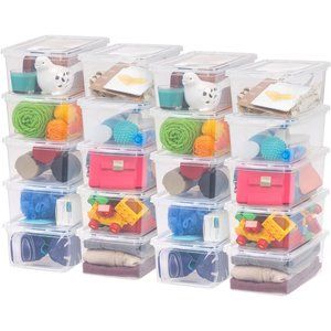 20 Clear Quart Plastic Storage Bin Tote Organizing Container with Latching Lid